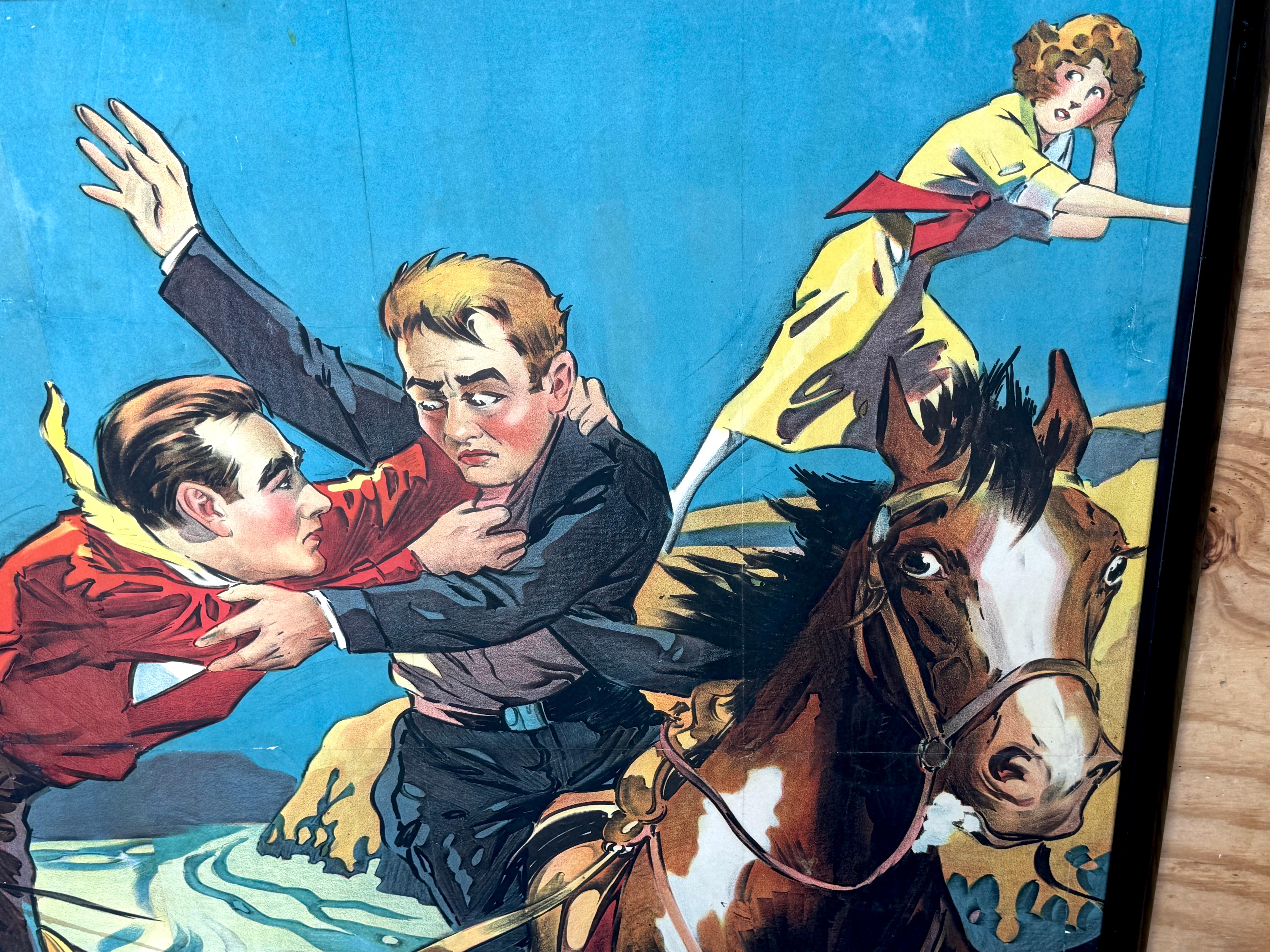 Early 20th Century Original 1920s Tom Mix Silent Film Poster Fragment For Sale