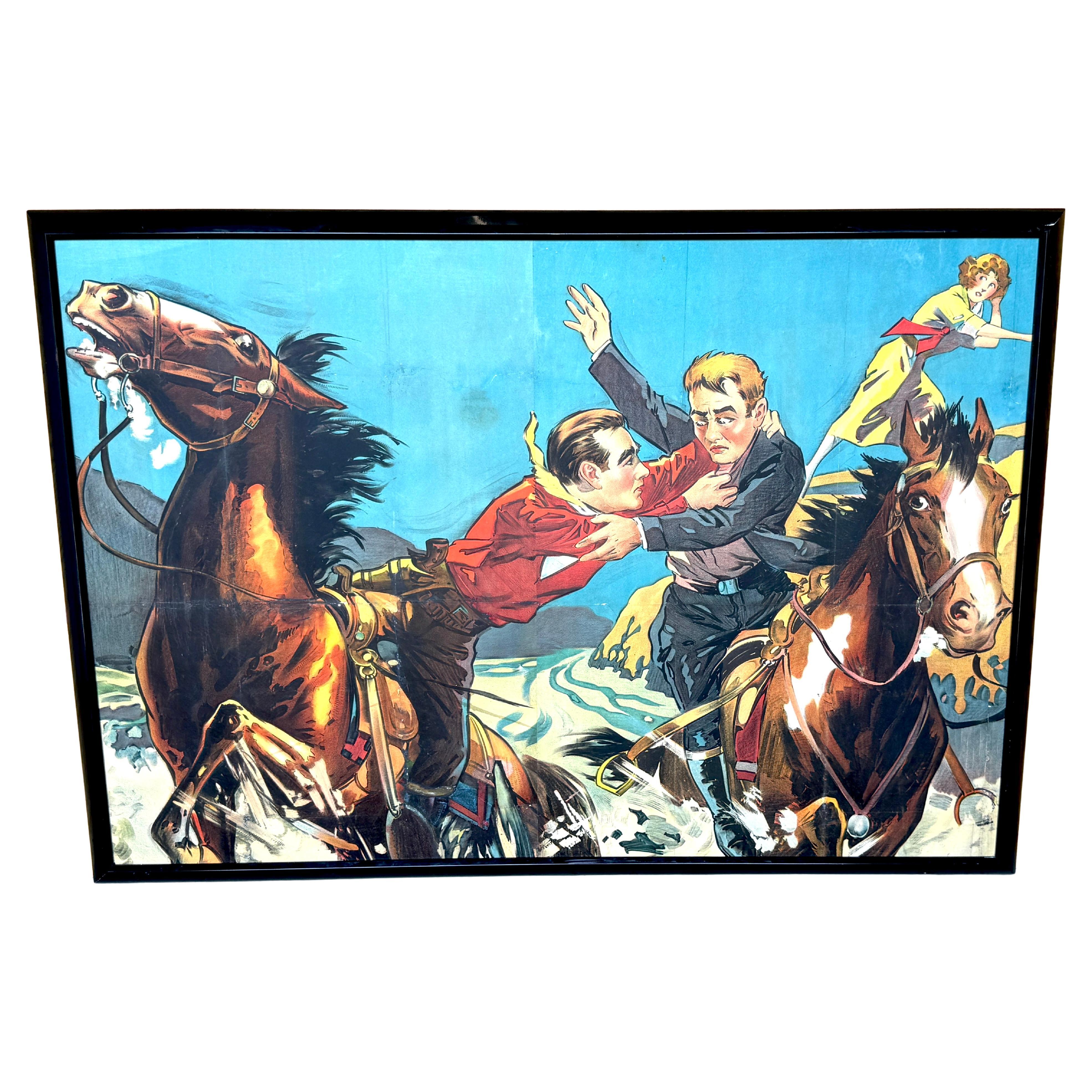 Original 1920s Tom Mix Silent Film Poster Fragment For Sale