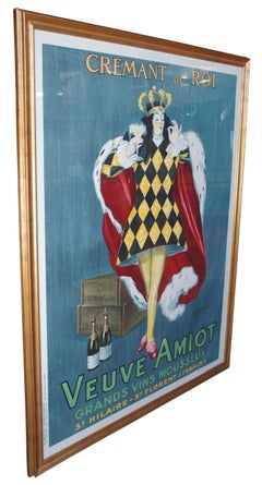 Original 1922 Cappiello Leonetto Cremant Du Roi French Wine Poster Veuve Amiot