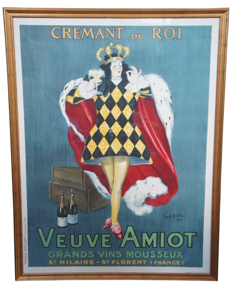 Original 1922 Cappiello Leonetto Cremant Du Roi French Wine Poster Veuve  Amiot at 1stDibs