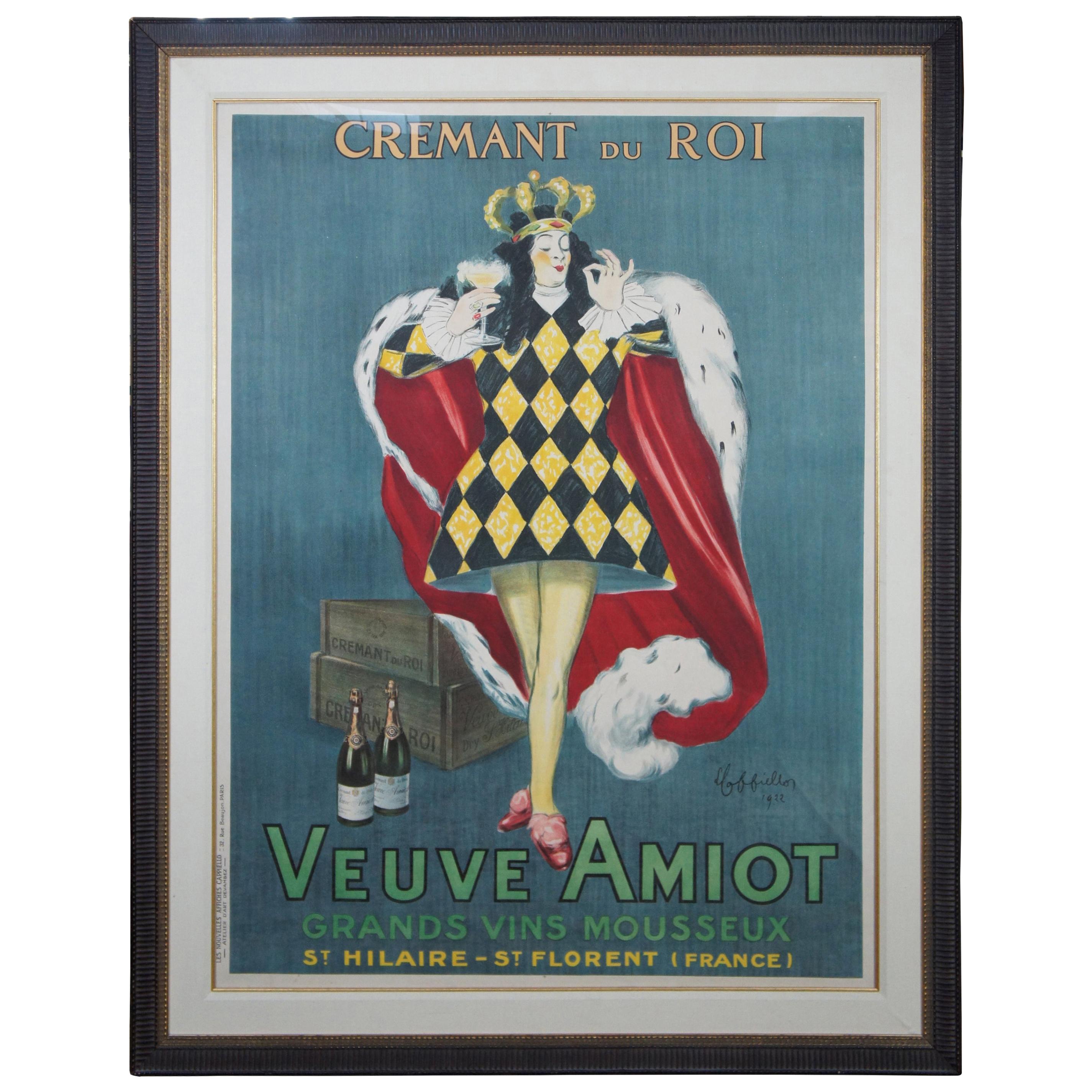 Original 1922 Cappiello Leonetto Cremant Du Roi French Wine Poster Veuve Amiot