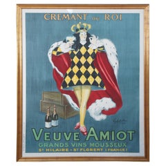 Original 1922 Cappiello Leonetto Cremant Du Roi French Wine Poster Veuve Amiot
