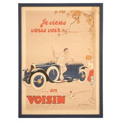 Antique Original 1922 "I'm Going to See You in my Voisin" Poster-Framed