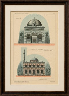 Original 1924 Ottoman Mosque Facades Print, Yeşil Djami Iznik & Muradiye Mosque