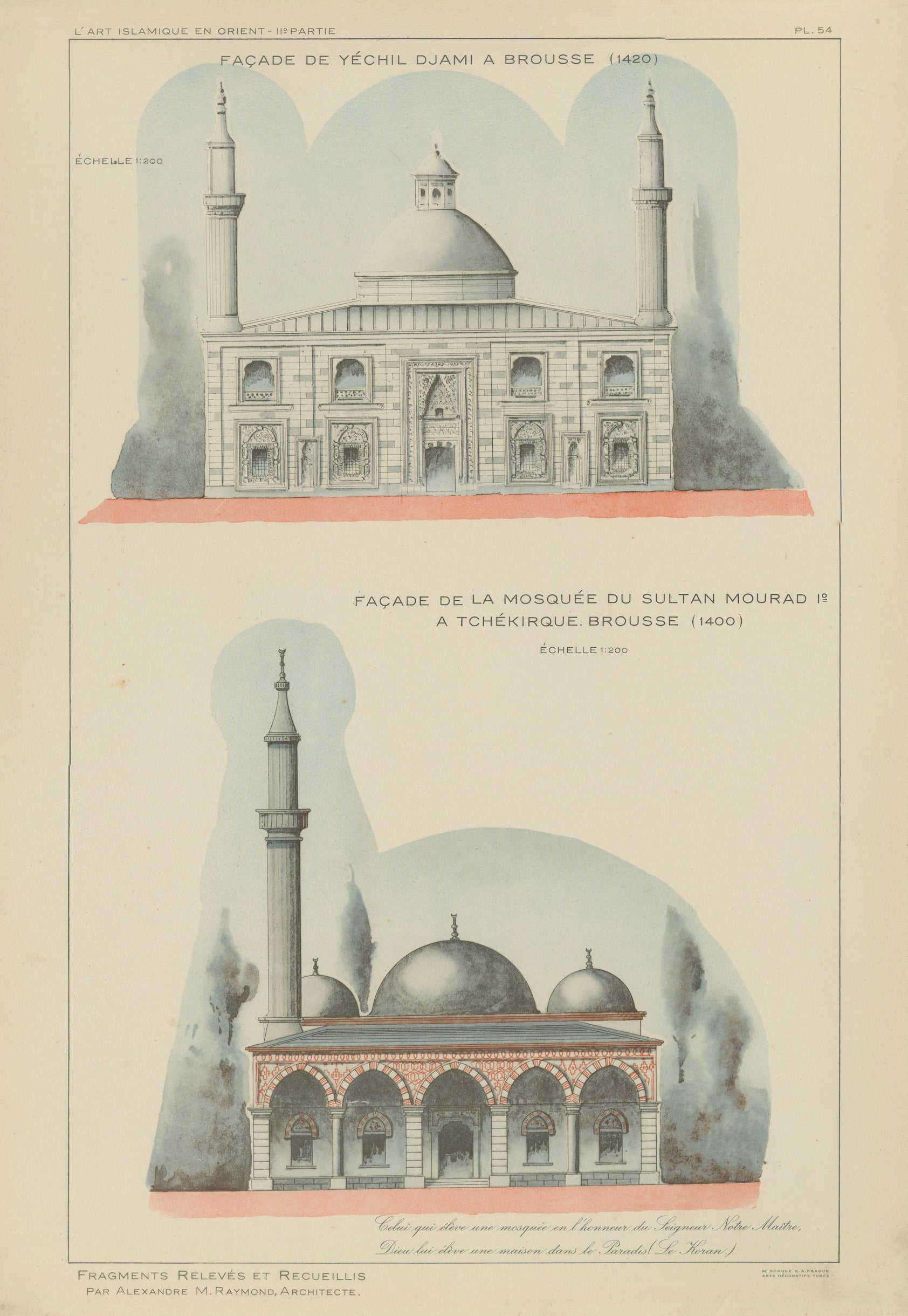 Original 1924 Ottoman Mosque Facades, Yeşil Djami & Sultan Murad Mosque, Bursa