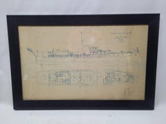 Original 1925 Yacht Blueprint from George Lawley of a 100-Foot Yacht