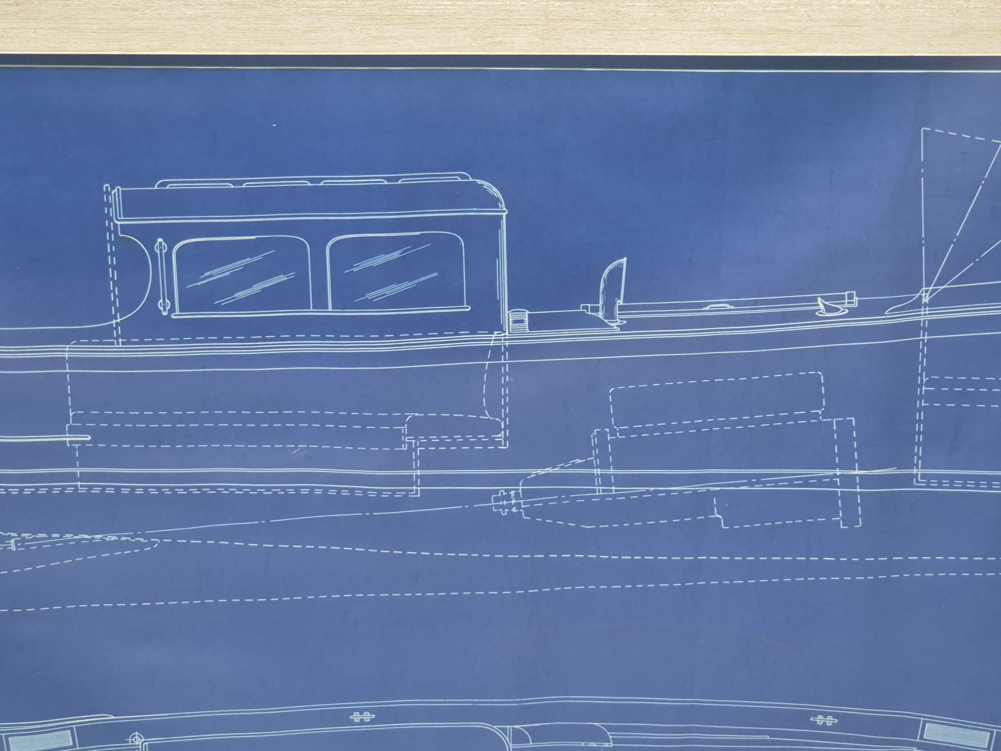 Plano original de 1930 de una lancha motora de B.T. Dobson, arquitecto naval en venta 4