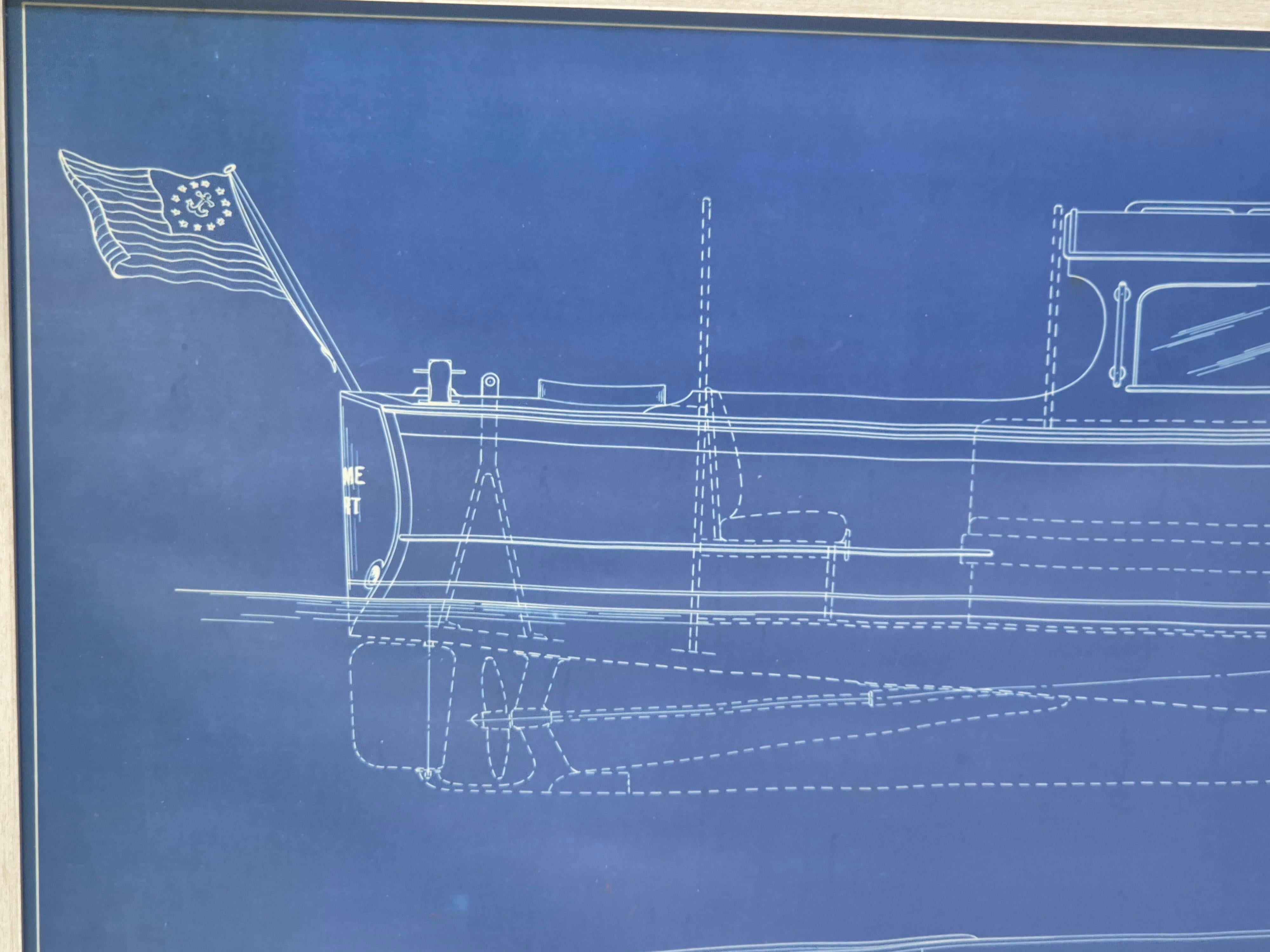 Plano original de 1930 de una lancha motora de B.T. Dobson, arquitecto naval en venta 3