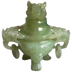 Original 1930 Chinese Export Natural Pale Jade Perfume Burner