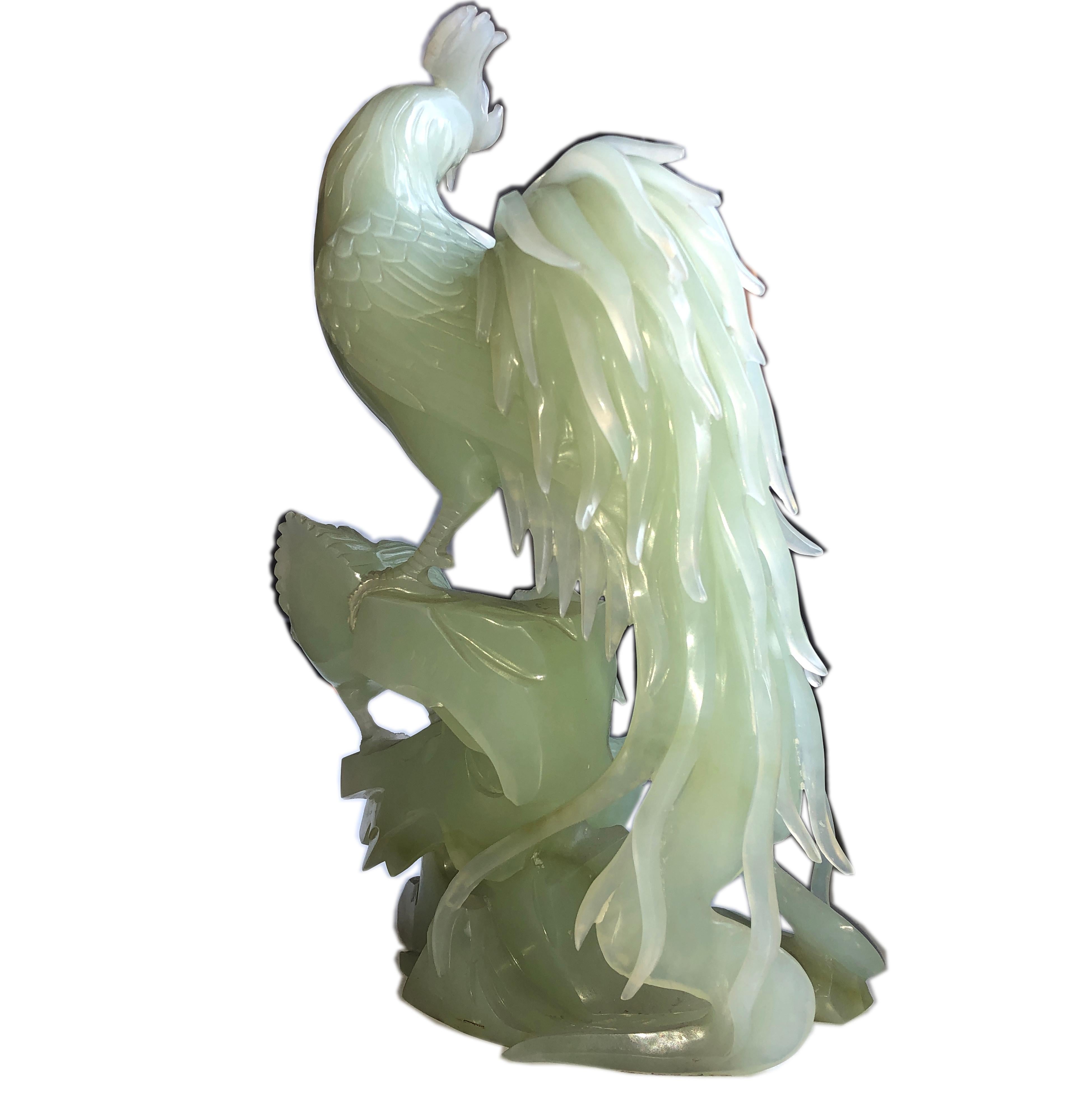 One-of-a-kind, Original 1930, Chinese Export Natural Pale Jade Rooster and Chicks. Hand Carving and Engraving Work is Beautifully Crisp and Detailed. 
Rooster is the 10th animal in the Chinese Zodiac: those born in Rooster years are said to be