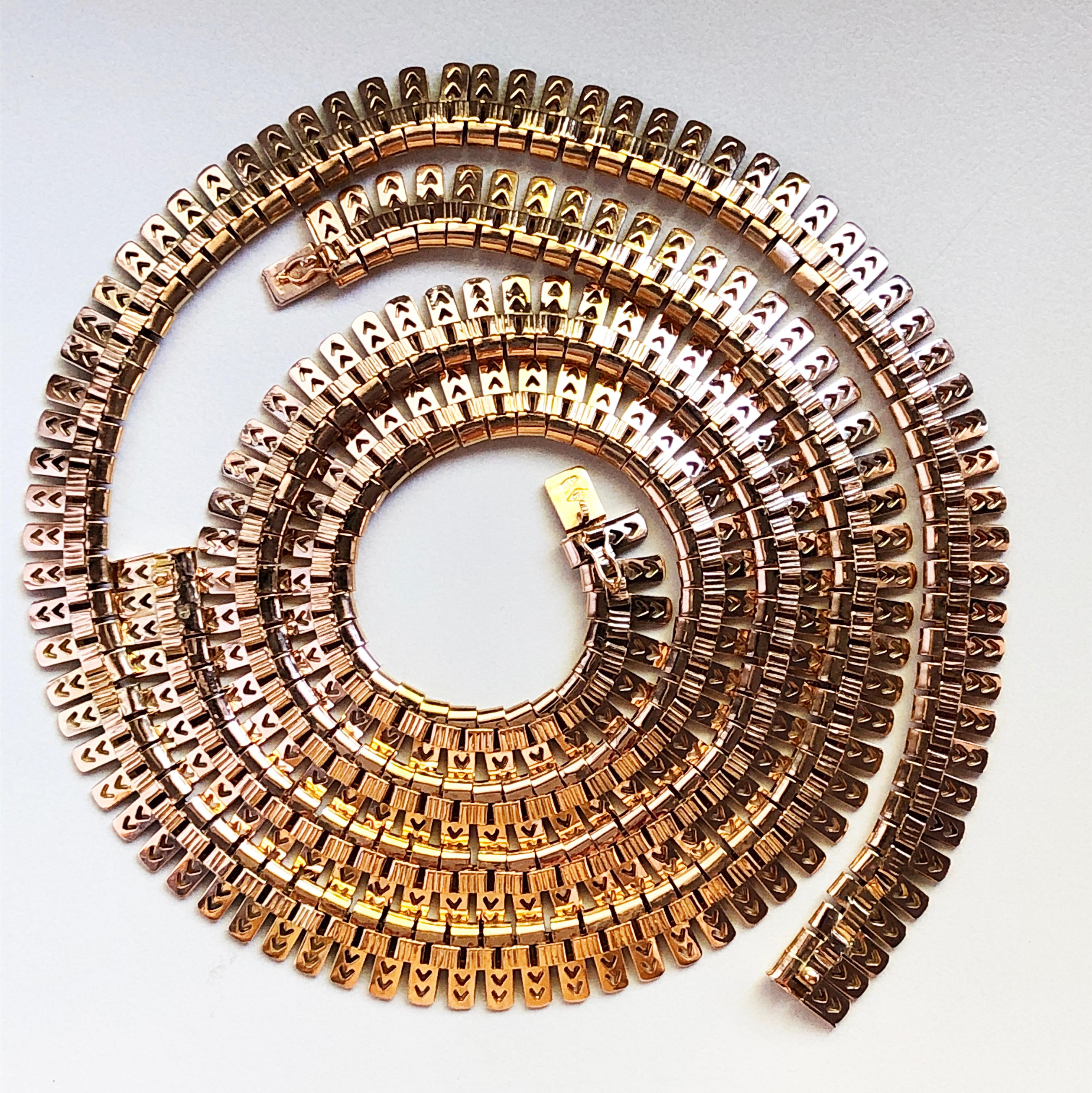 Extraordinary, One-of-a-kind Original 1930, Milanese Long, Modular, Adjustable Necklace: this extremely versitile, absolutely chic piece, characterized by a silky, mesh texture is a beautiful example of italian craftsmanship  and creativity of the