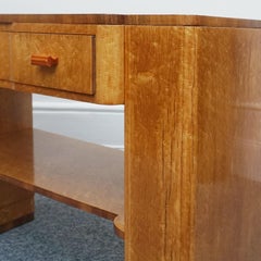 Original 1930's Art Deco Birdseye Maple and Walnut Console Table
