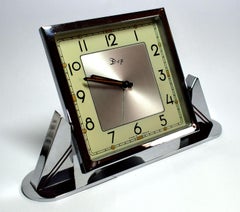 Original 1930s Art Deco Chrome Clock by Dep