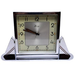 Original 1930s Art Deco Chrome Clock by Dep