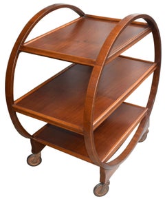 Original 1930s Art Deco English Circular Drinks Trolley Cart