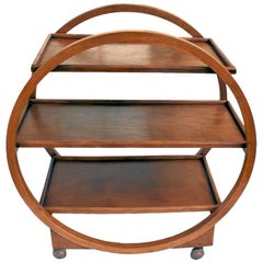 Original 1930s Art Deco English Circular Drinks Trolley Cart
