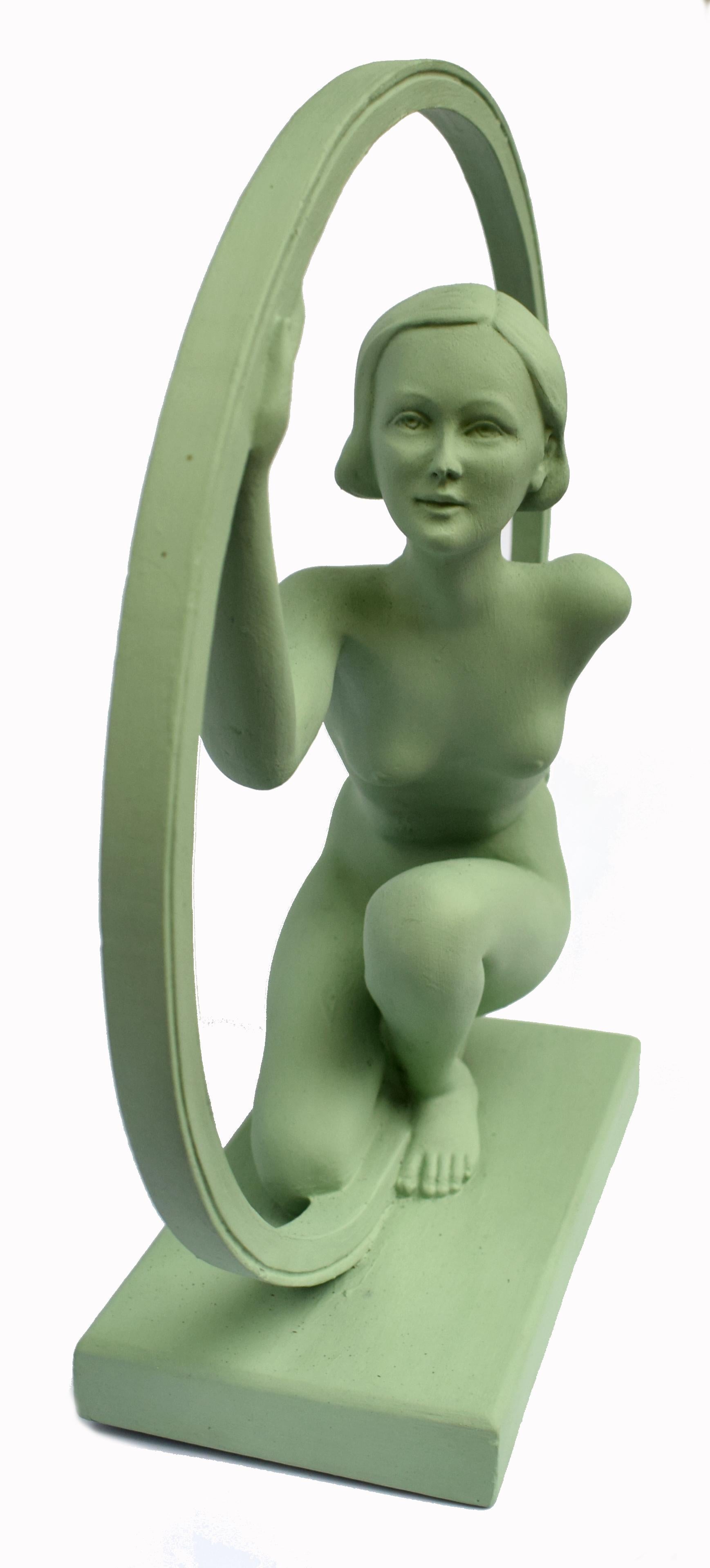 20th Century Original 1930s Art Deco 'Girl In Hoop' Figure