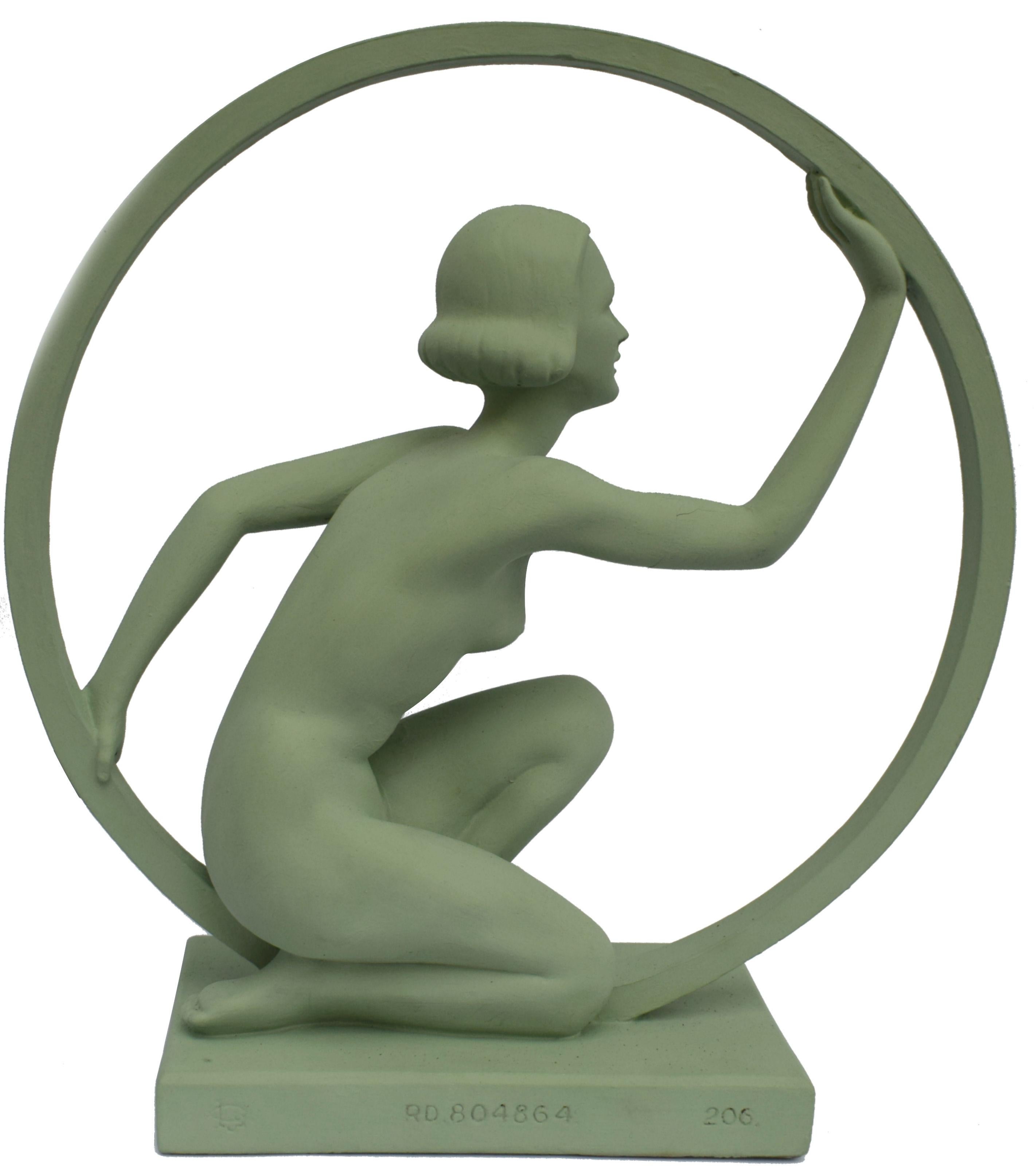 Original 1930s Art Deco 'Girl In Hoop' Figure 1