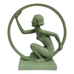 Original 1930s Art Deco 'Girl In Hoop' Figure