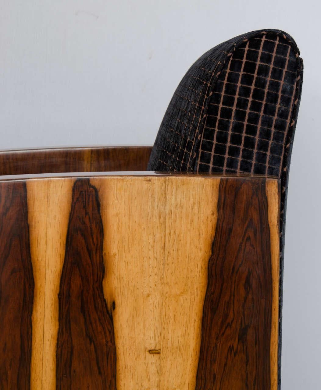 Original 1930s Art Deco Pair of Club Chairs, Chocolate Brown Velvet Upholstery 4