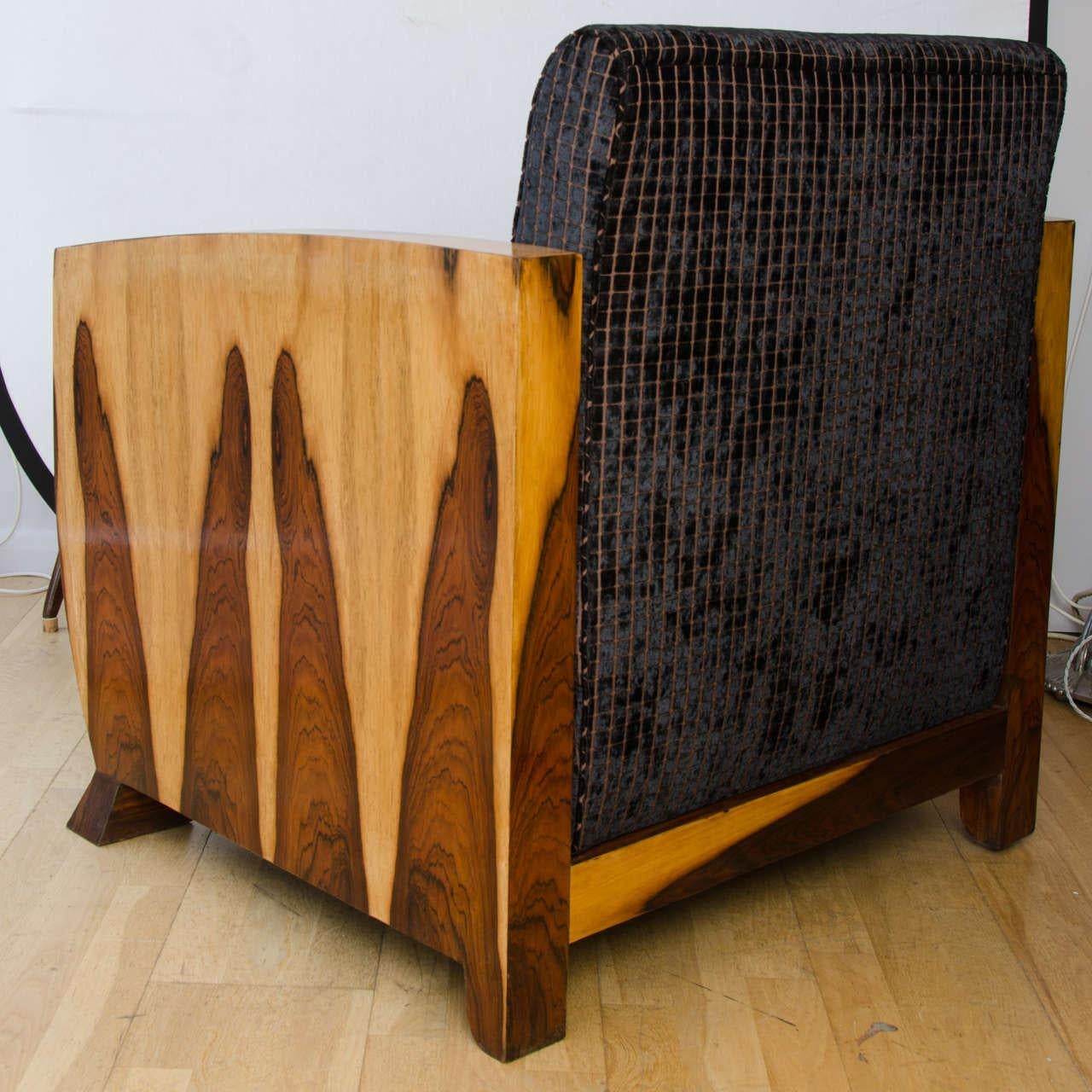 German Original 1930s Art Deco Pair of Club Chairs, Chocolate Brown Velvet Upholstery