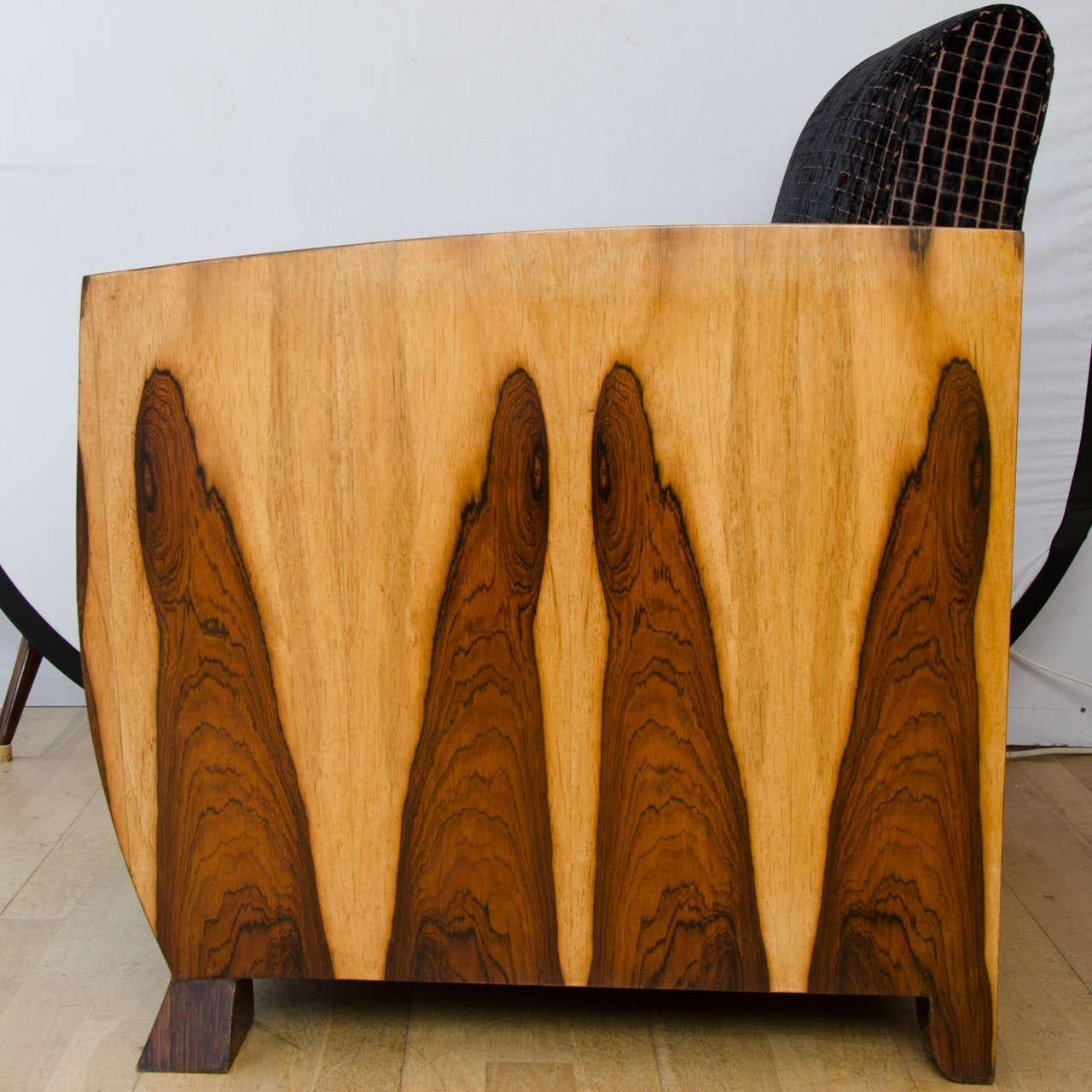 Mid-20th Century Original 1930s Art Deco Pair of Club Chairs, Chocolate Brown Velvet Upholstery