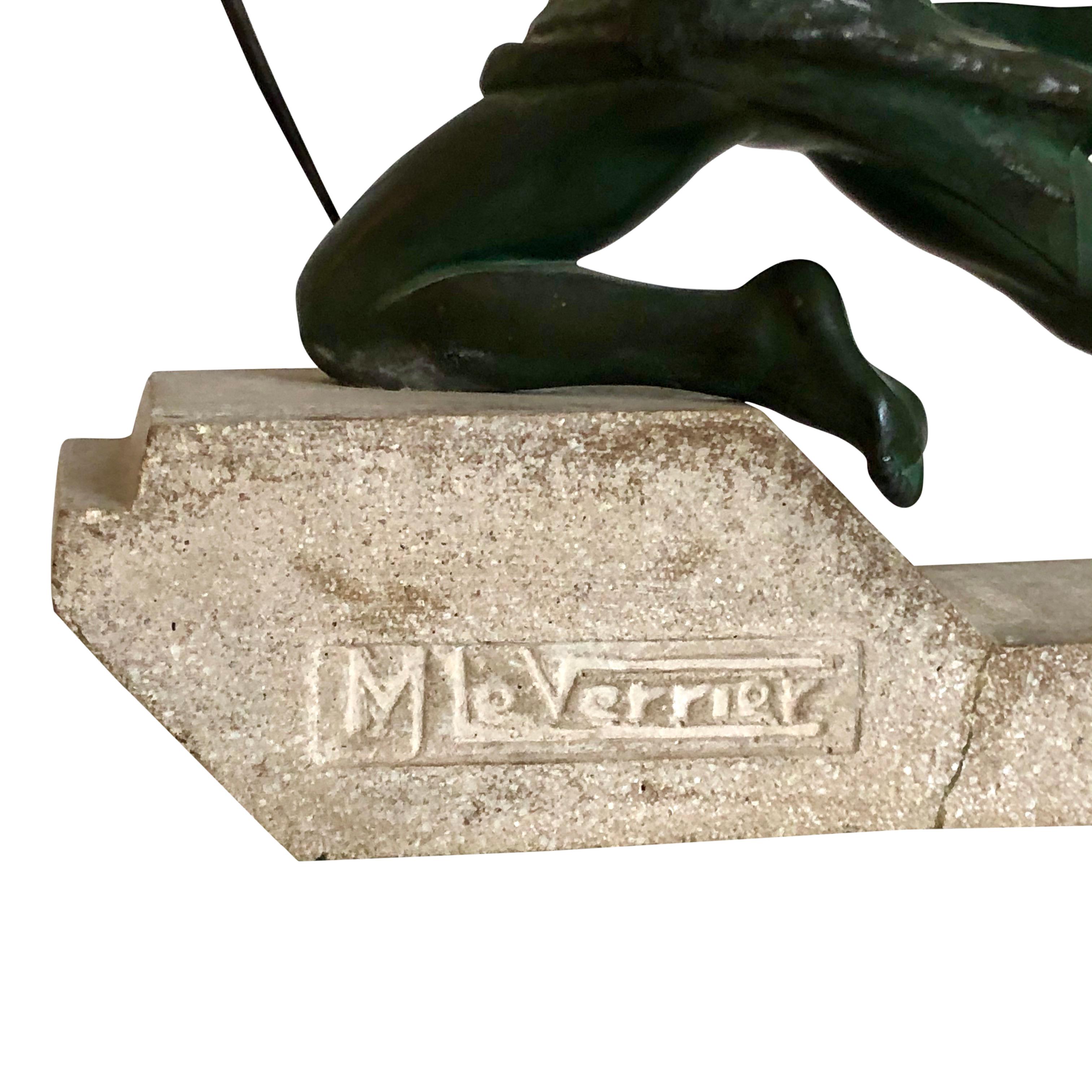 Art Deco Original 1930s Art Déco Sculpture Spartiate Archer Warrior by Max Le Verrier
