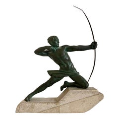 Original 1930s Art Déco Sculpture Spartiate Archer Warrior by Max Le Verrier