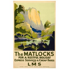 Vintage Original 1930s British Rail Poster for Travel to the Matlocks by Ayling