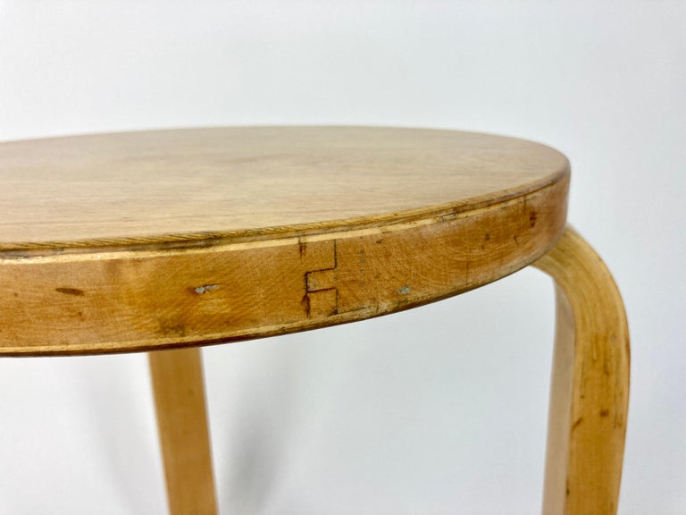 Original 1930s early production Alvar Aalto Stool 60, distributed by ...