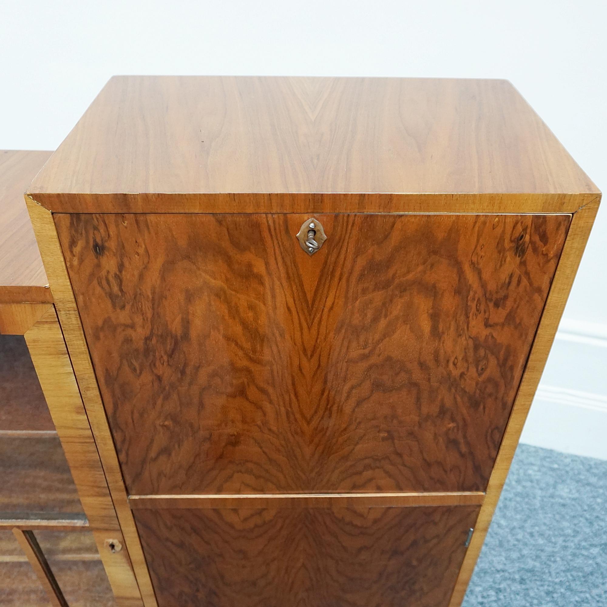 Original 1930's English Art Deco Skyscraper Bookcase/Secretaire Cabinet  In Good Condition In Forest Row, East Sussex