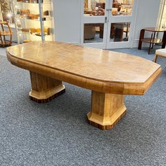 Original 1930's English Art Deco Walnut and Macassar Ebony 8 Seat Dining Suite