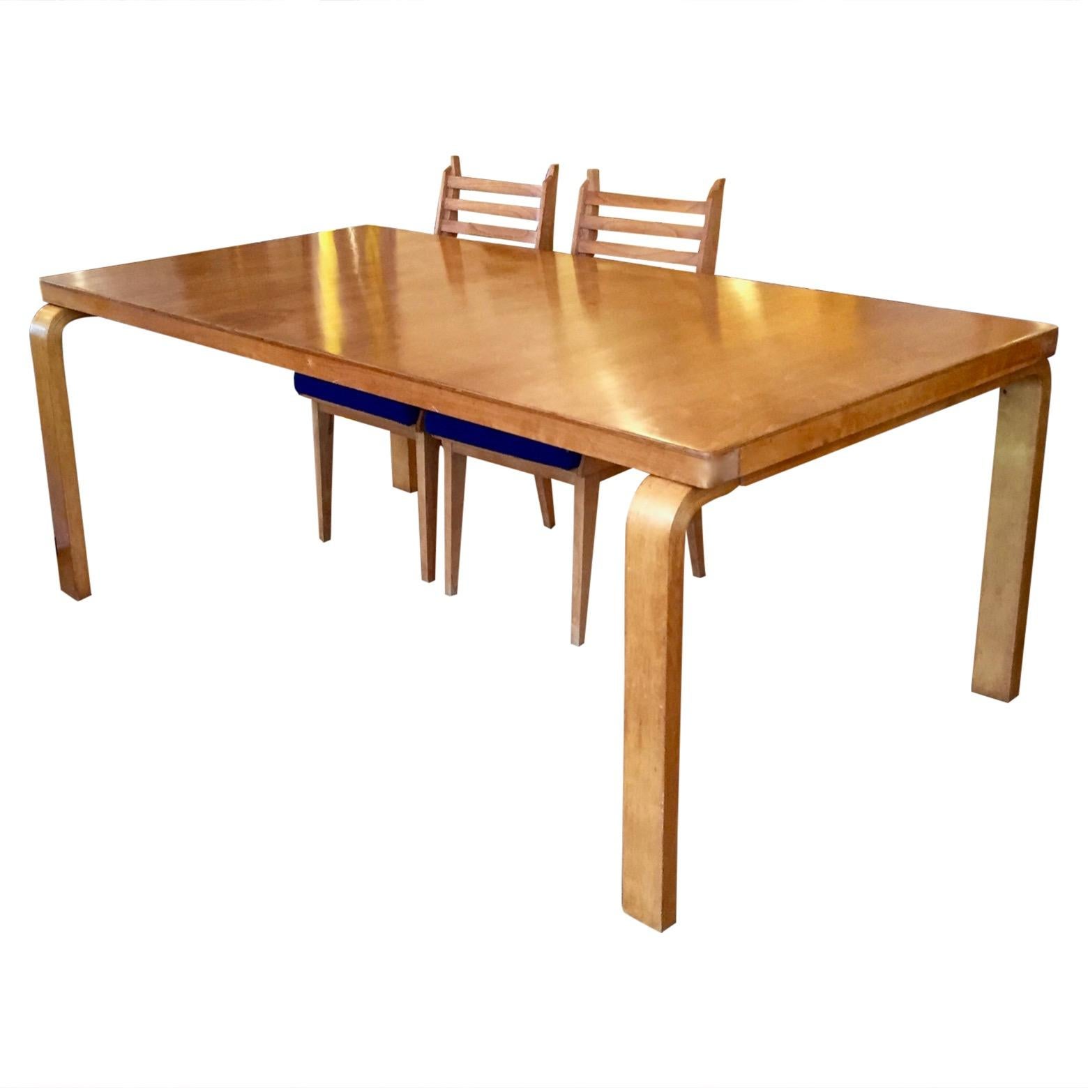 20th Century extra large original 1930's Alvar Aalto dining, conference table or desk, Finmar For Sale