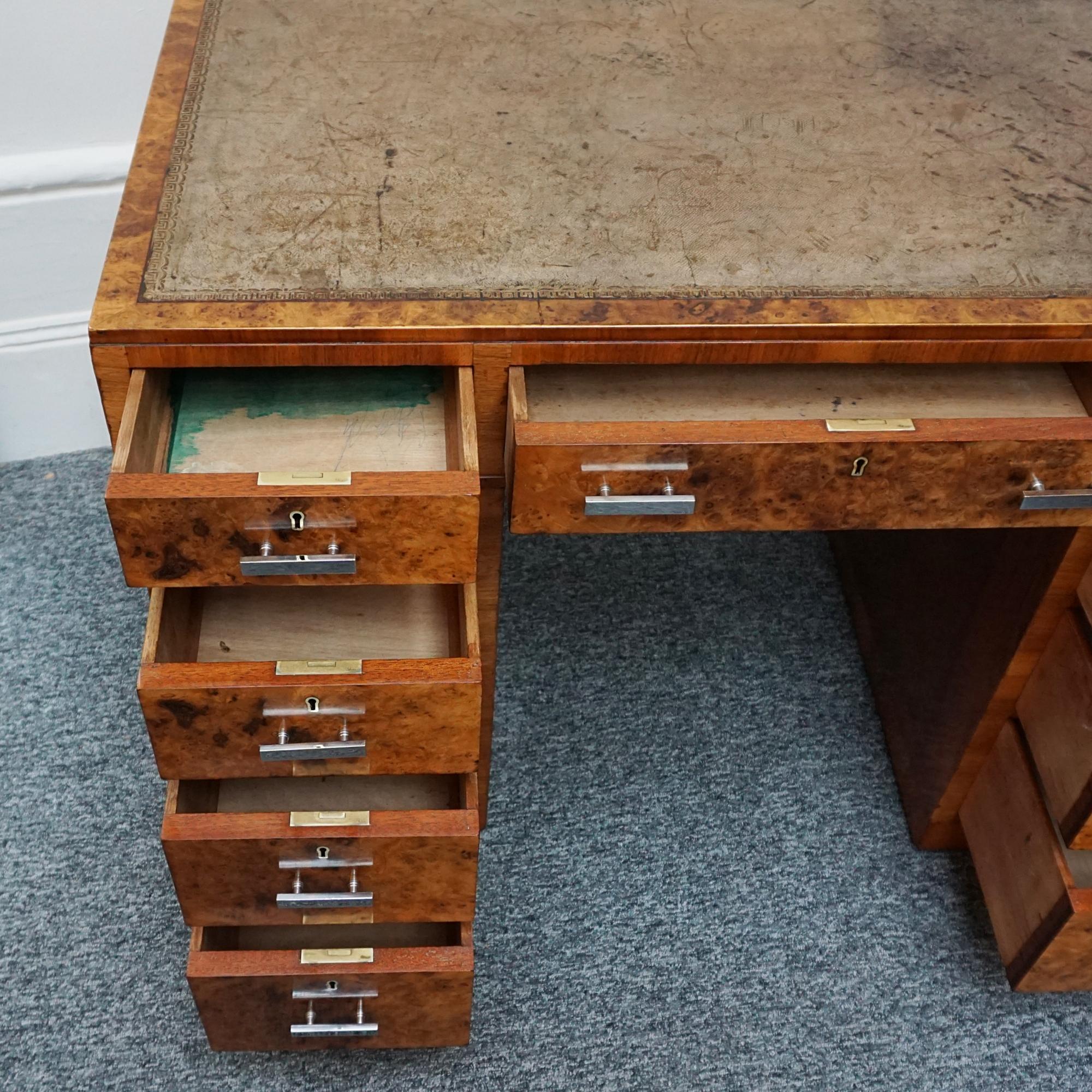 Mid-20th Century Original 1930's Heal's of London Burr Walnut Writing Desk  For Sale