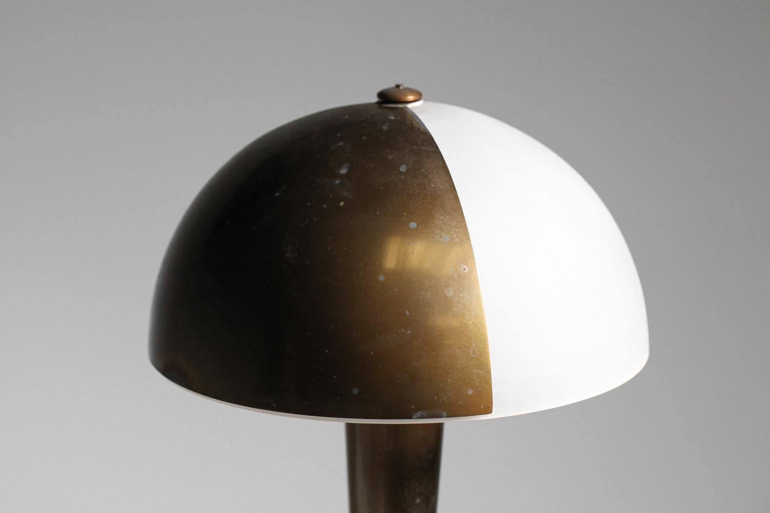 original 1930's Perzel art deco brass and opaline table lamp model 