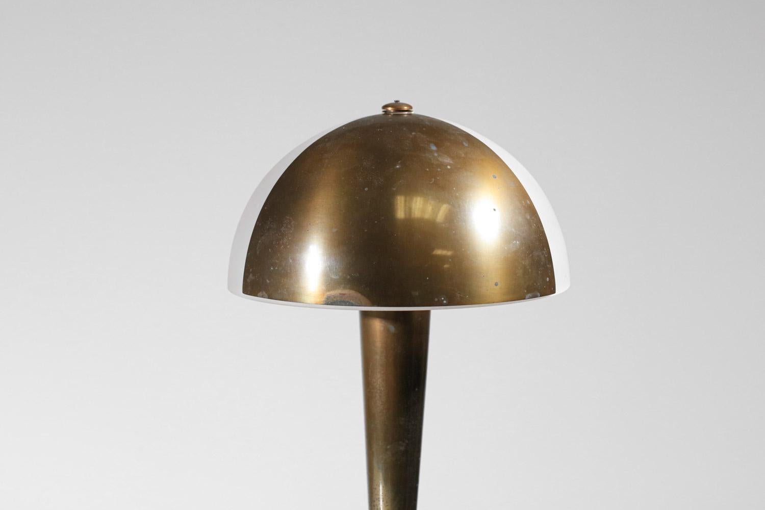Art Deco original 1930's Perzel art deco brass and opaline table lamp model 