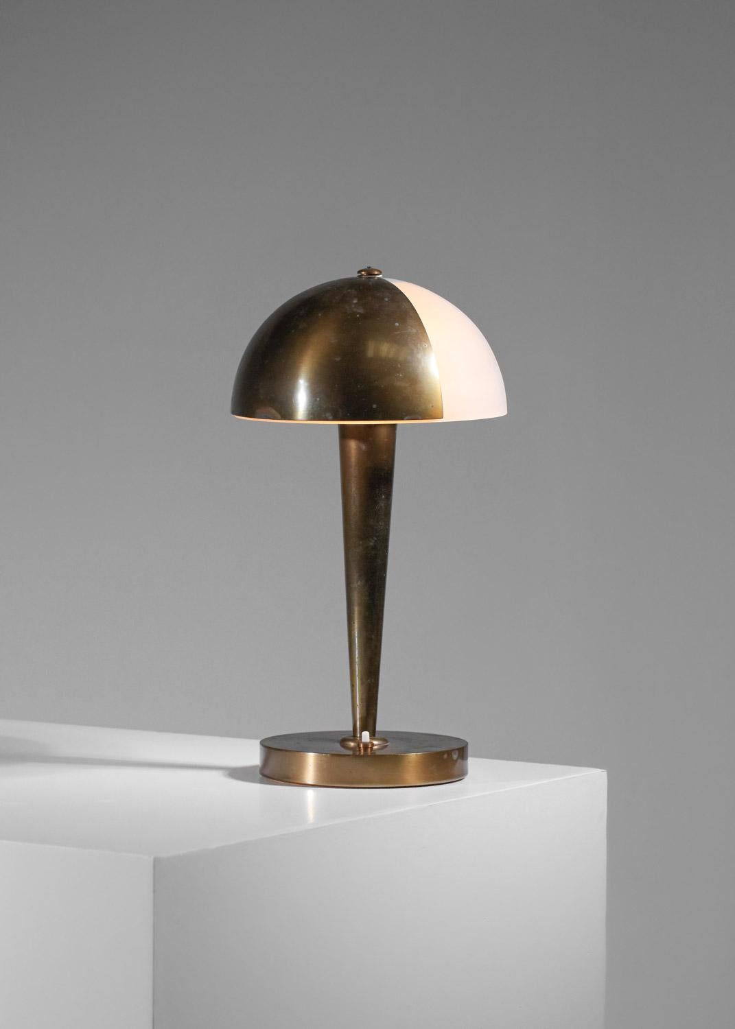 original 1930's Perzel art deco brass and opaline table lamp model 