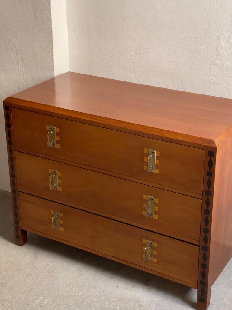 Danish Original 1930s Scandinavian Dresser Intarsia Decorated with Dark and Light Wood For Sale