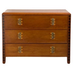 Used Original 1930s Scandinavian Dresser Intarsia Decorated with Dark and Light Wood