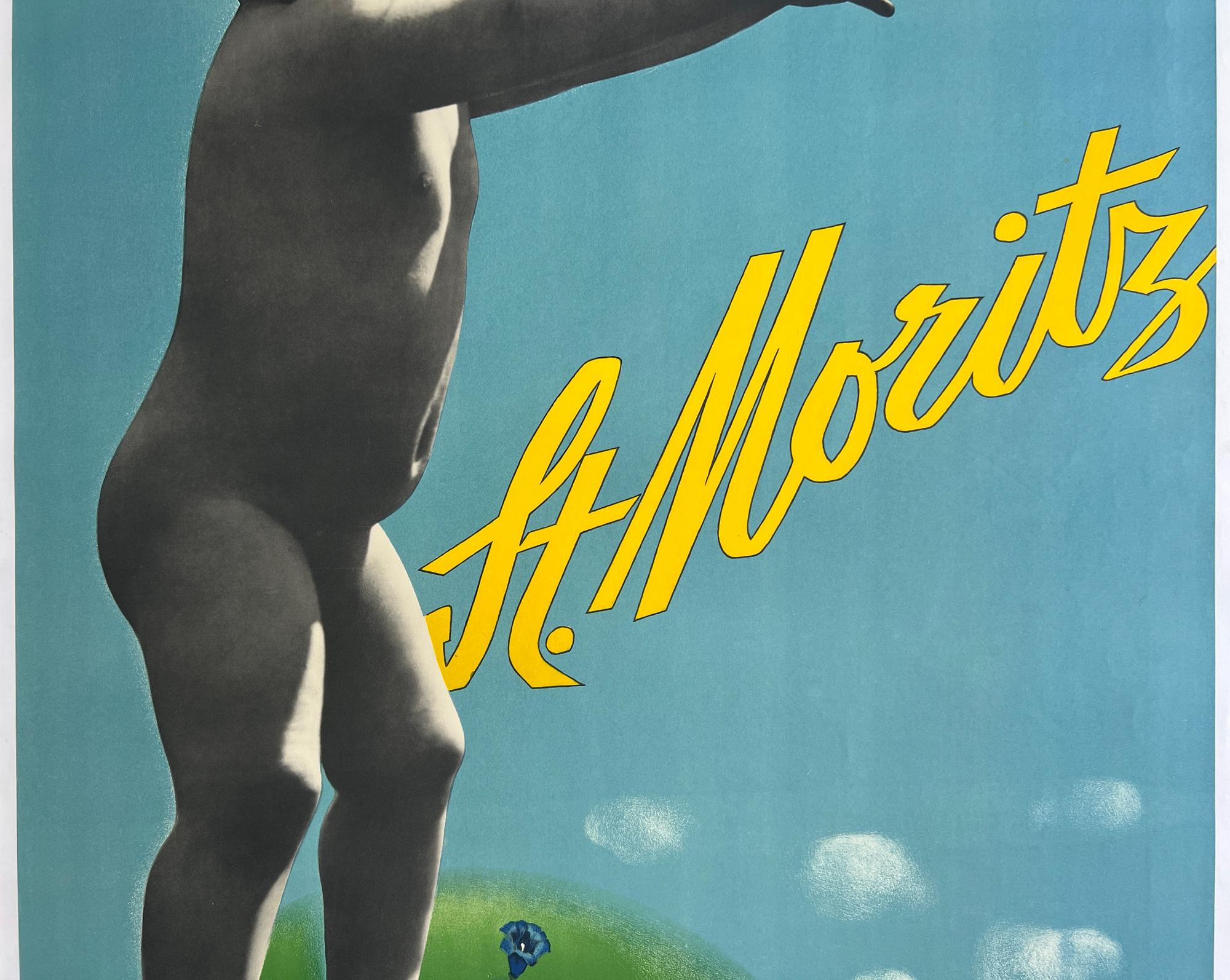 Original 1930s Swiss Travel Poster, Walter Herdeg and Alb Steiner In Excellent Condition For Sale In Bath, Somerset