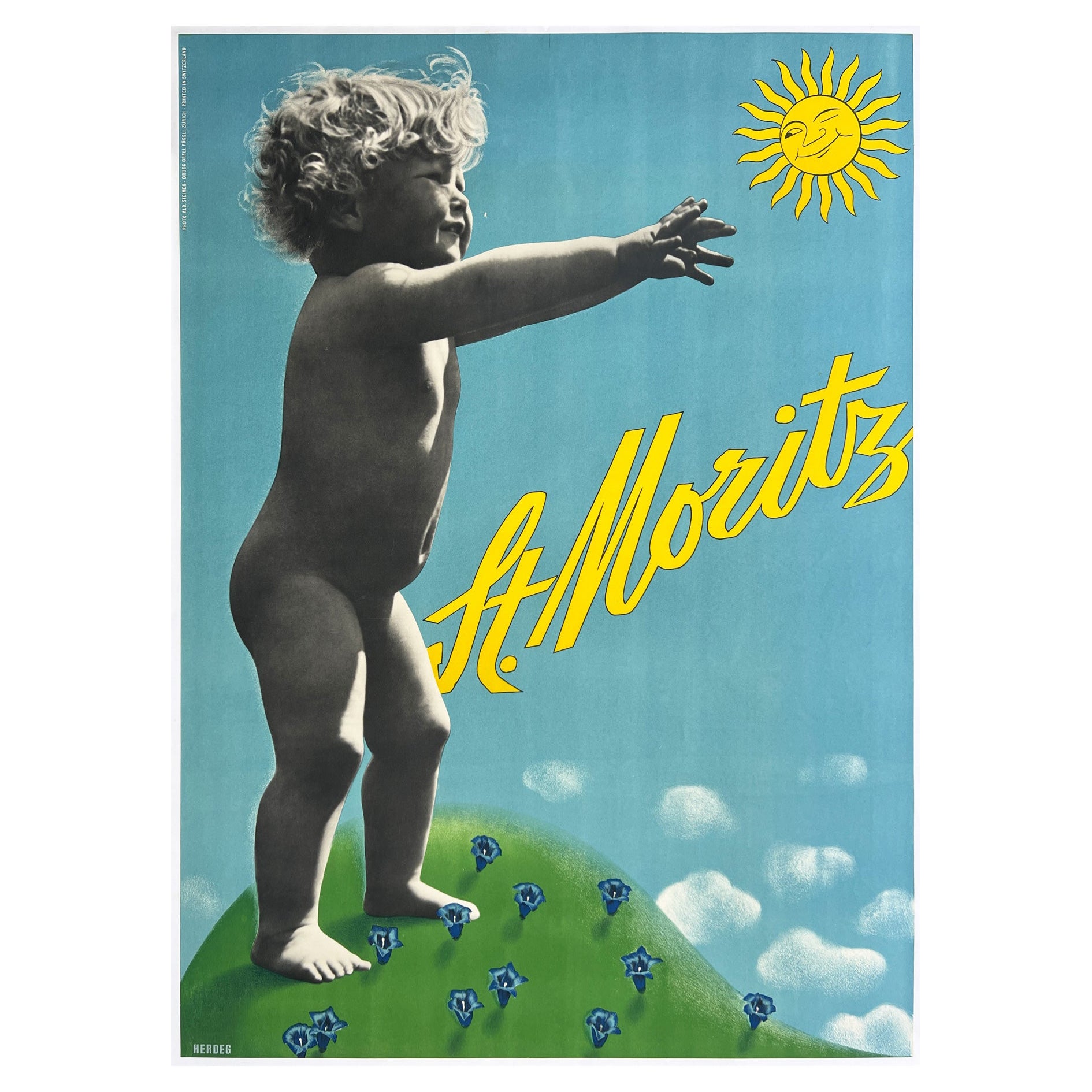 Original 1930s Swiss Travel Poster, Walter Herdeg and Alb Steiner