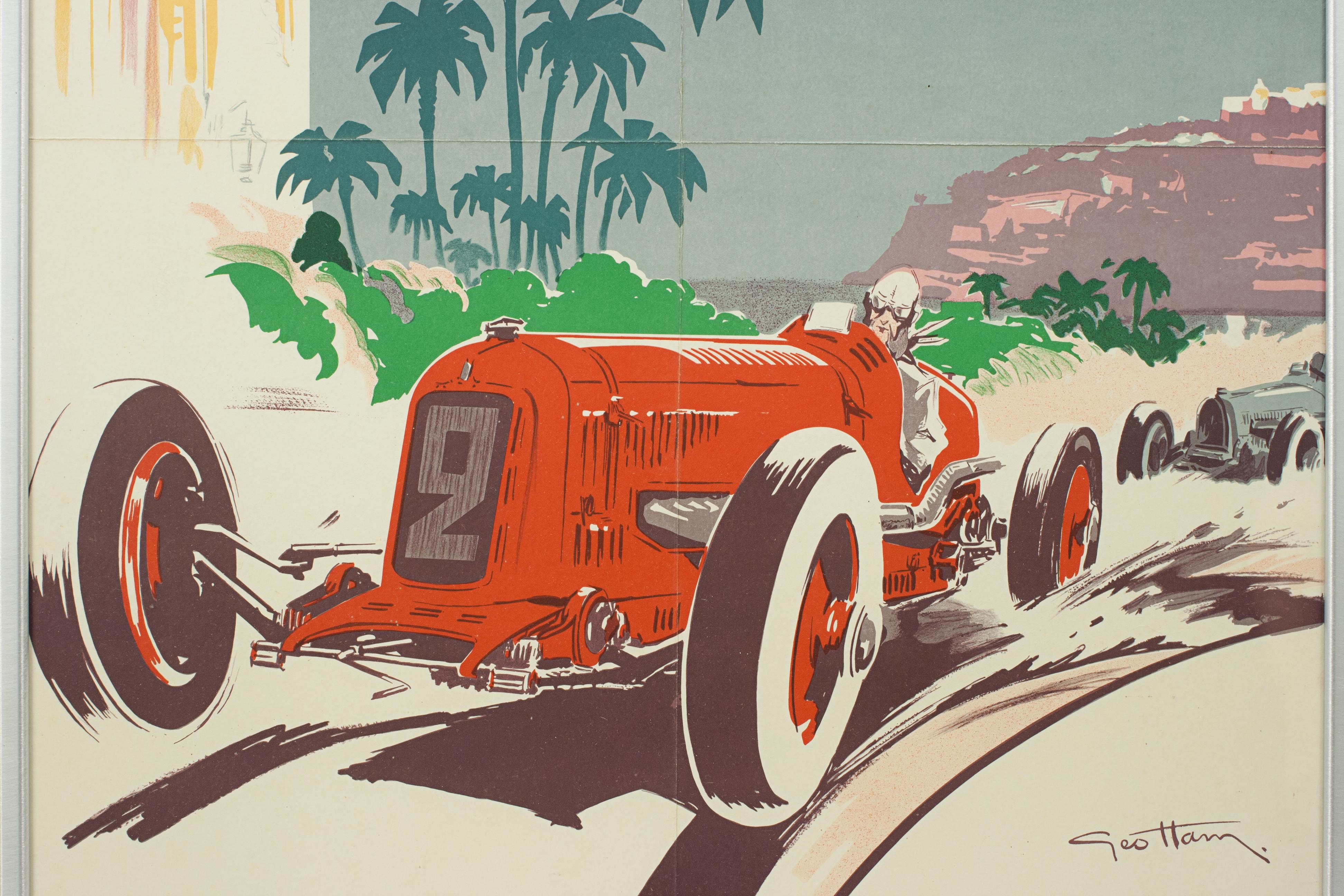 French Original 1934 Monaco Grand Prix Motor Racing Poster