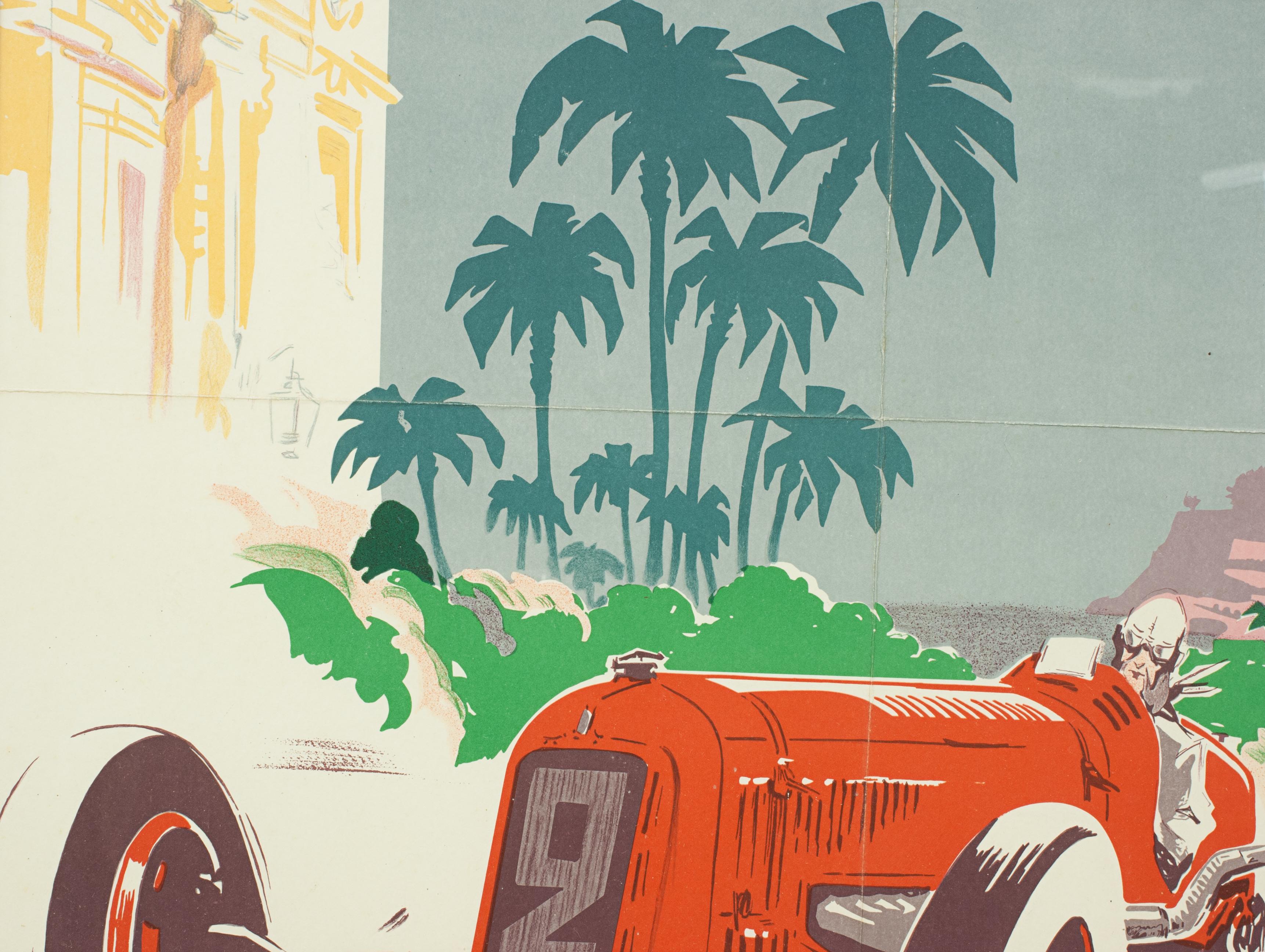 Original 1934 Monaco Grand Prix Motor Racing Poster In Good Condition In Oxfordshire, GB