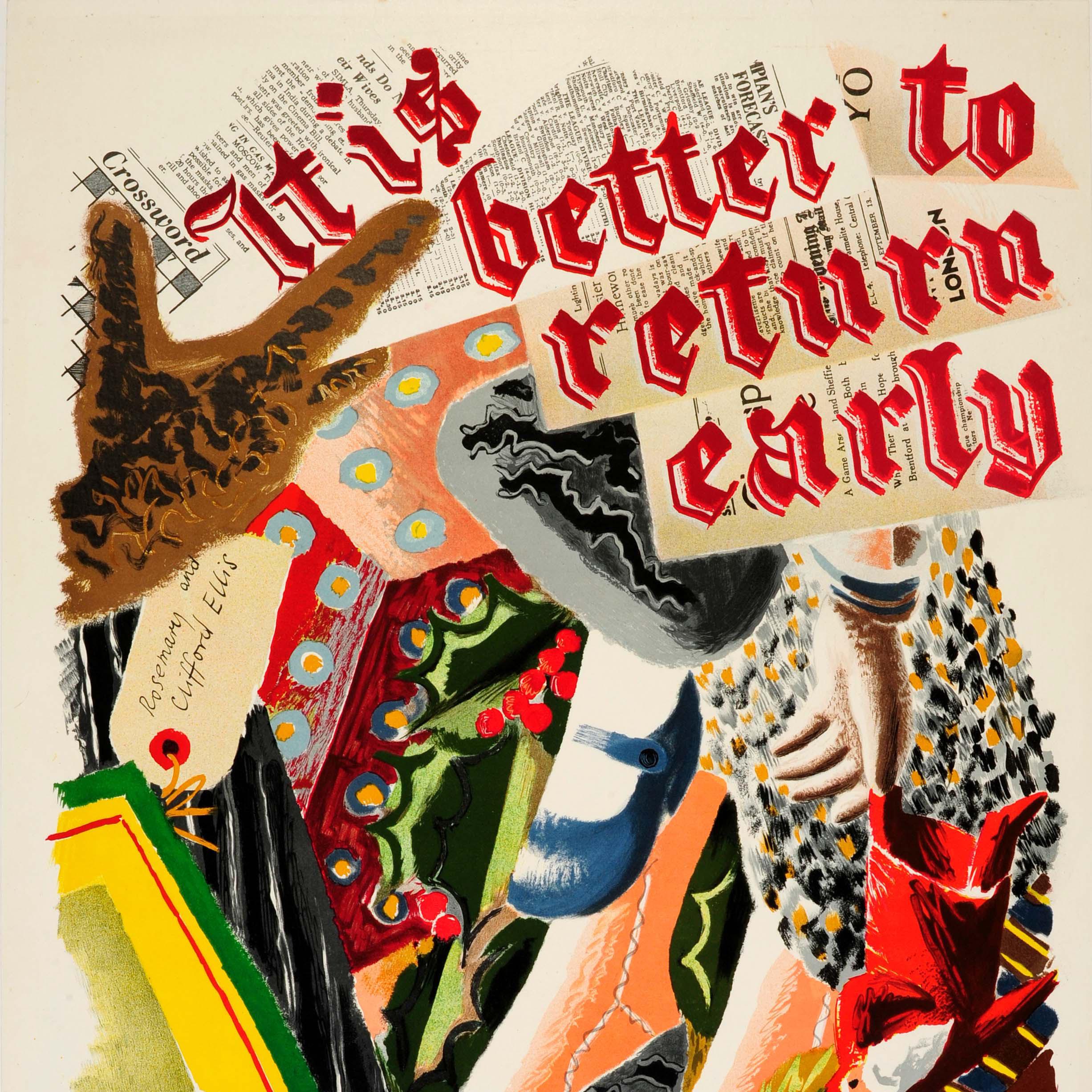 Originalplakat „It Is Better to Return Early“, Londoner Underground, 1935 (Britisch) im Angebot