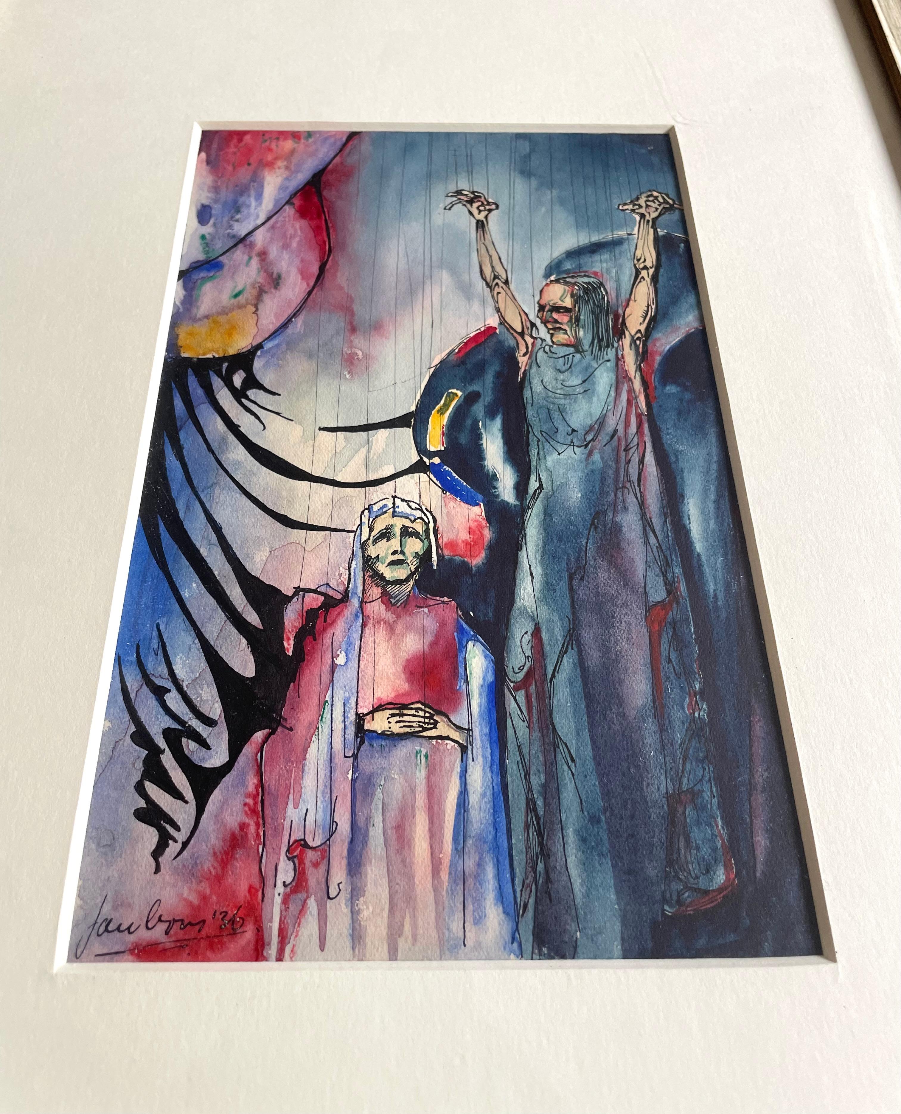 Espressionista Pittura originale del 1936 firmata dall'espressionista olandese europeo in vendita