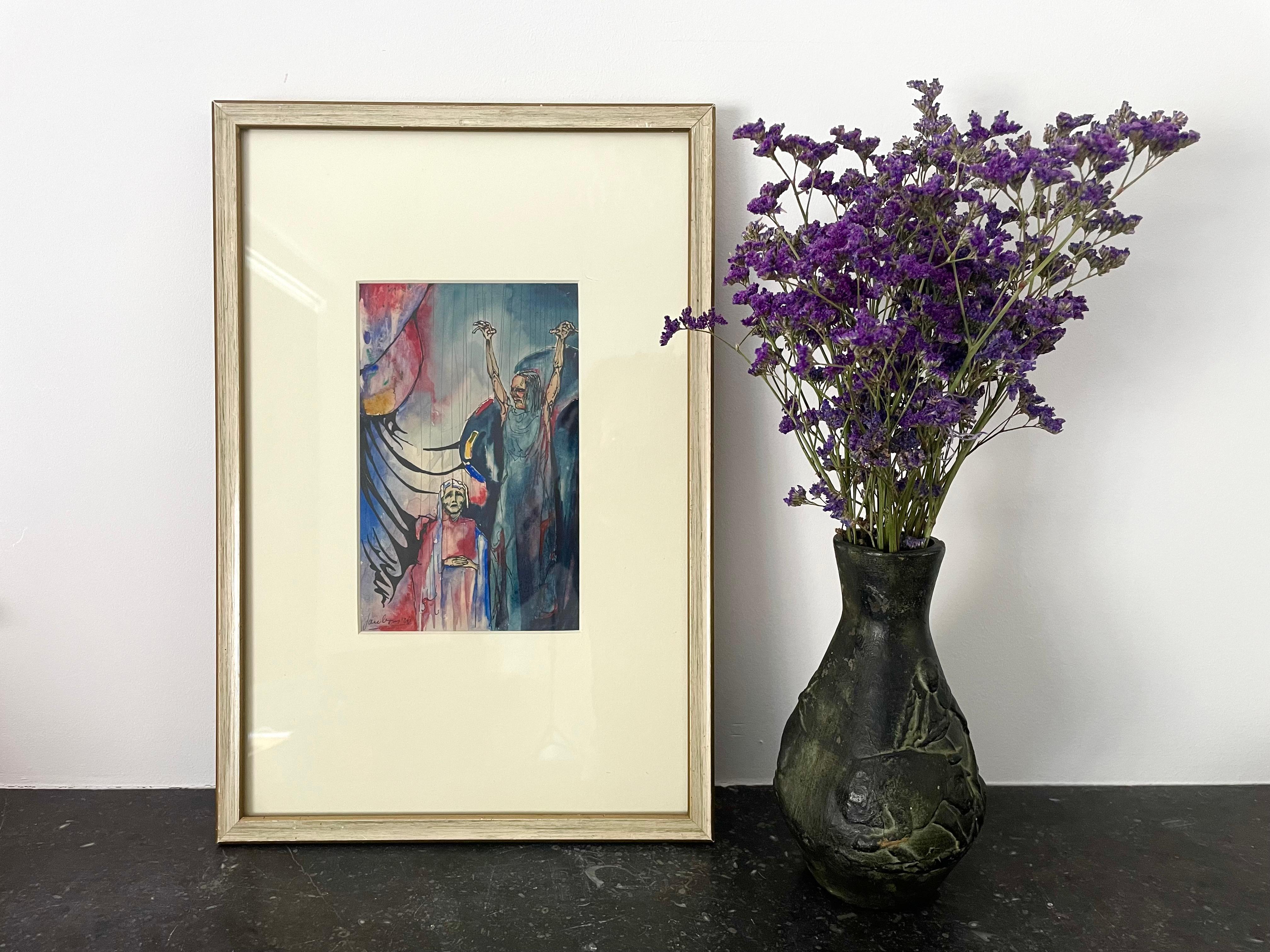 Europeo Pittura originale del 1936 firmata dall'espressionista olandese europeo in vendita