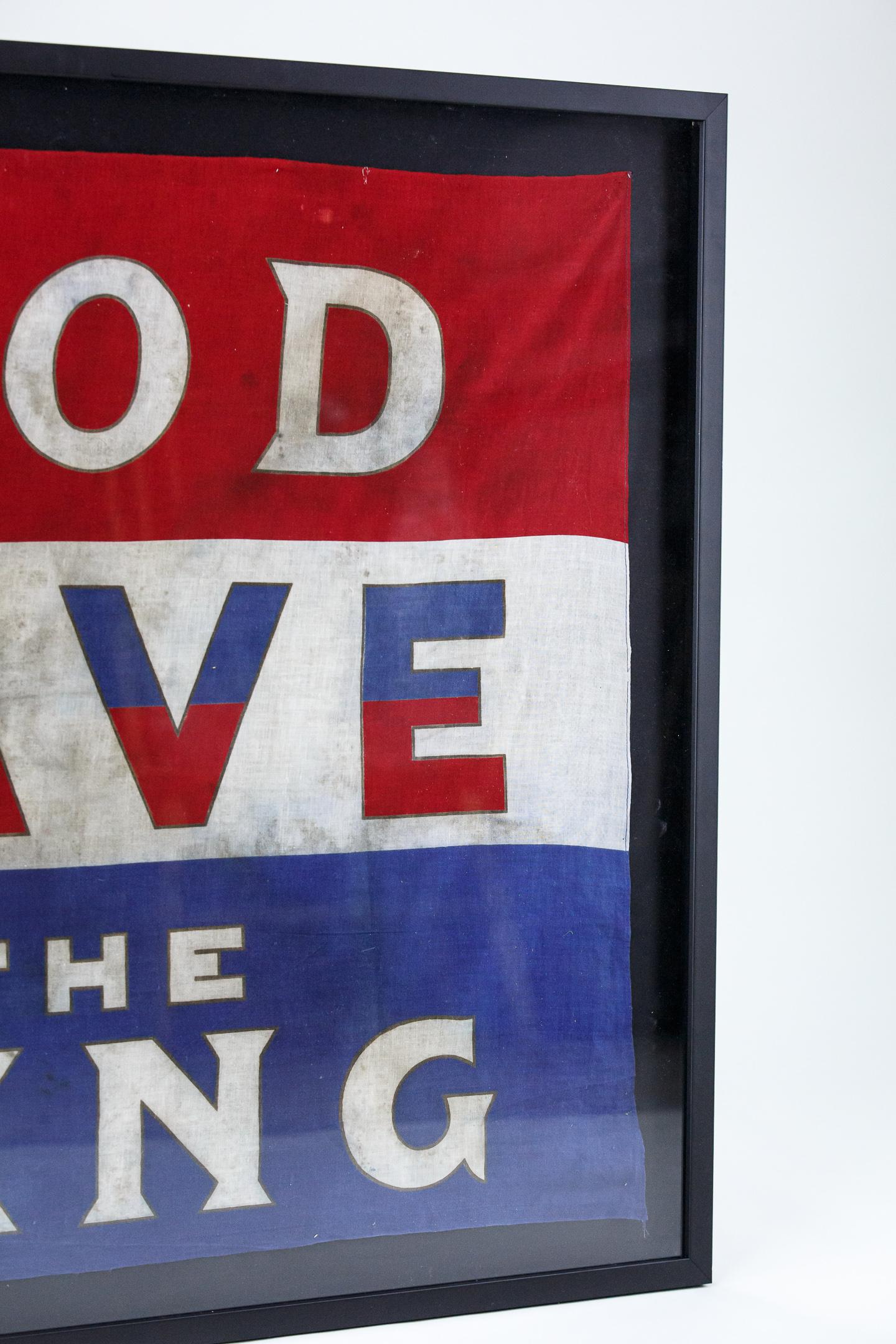 Original 1937 God Save The King Coronation Flag In Distressed Condition For Sale In Pease pottage, West Sussex