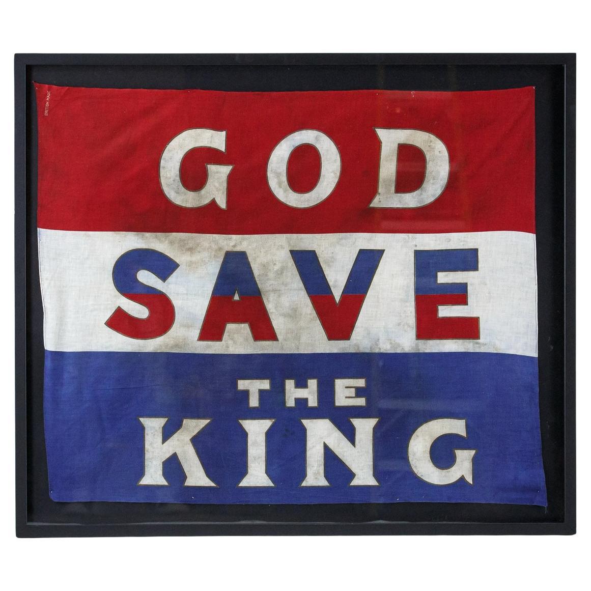 Original 1937 God Save The King Coronation Flag For Sale