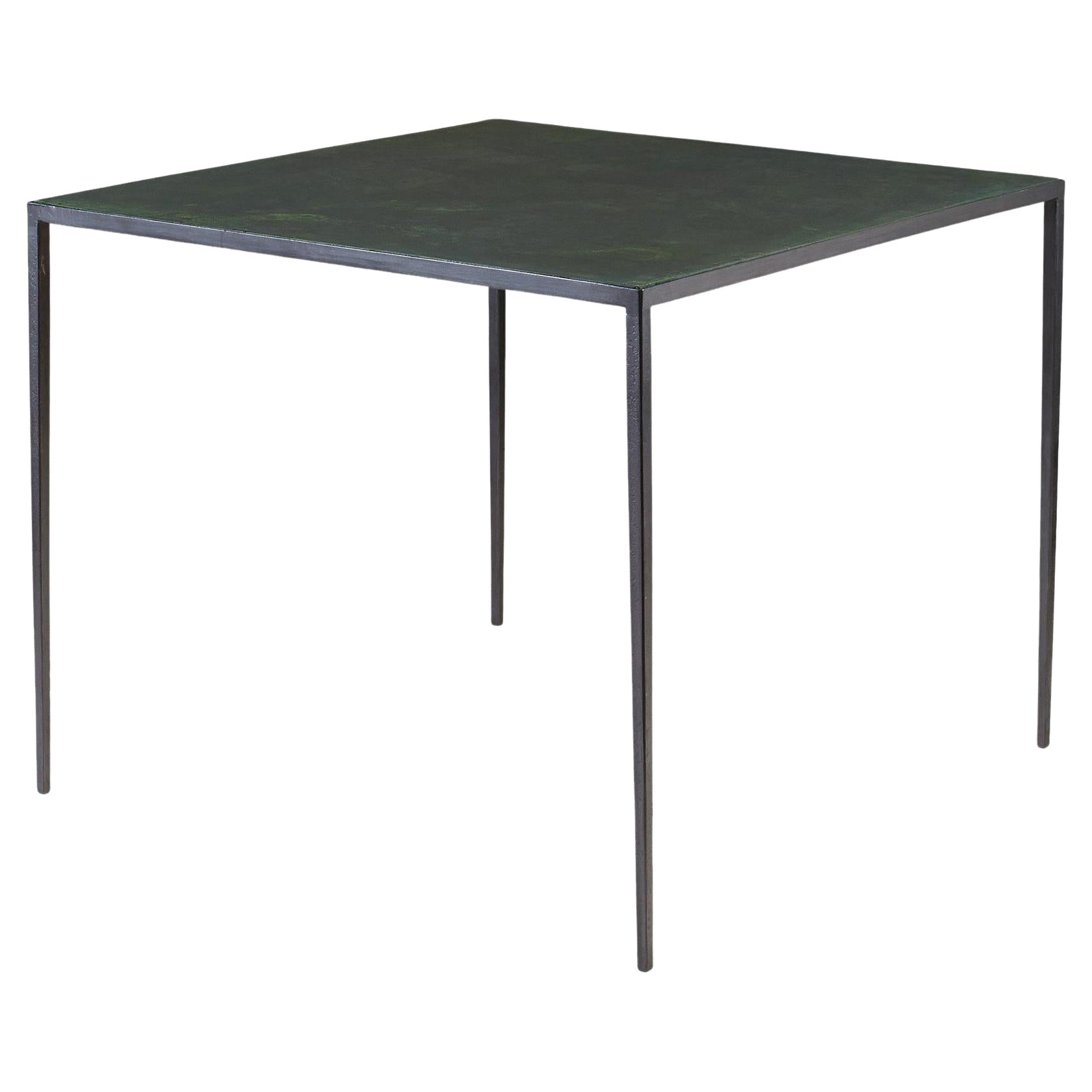 ORIGINAL 1938 Iron and Leather Games Table by Jean-Michel Frank