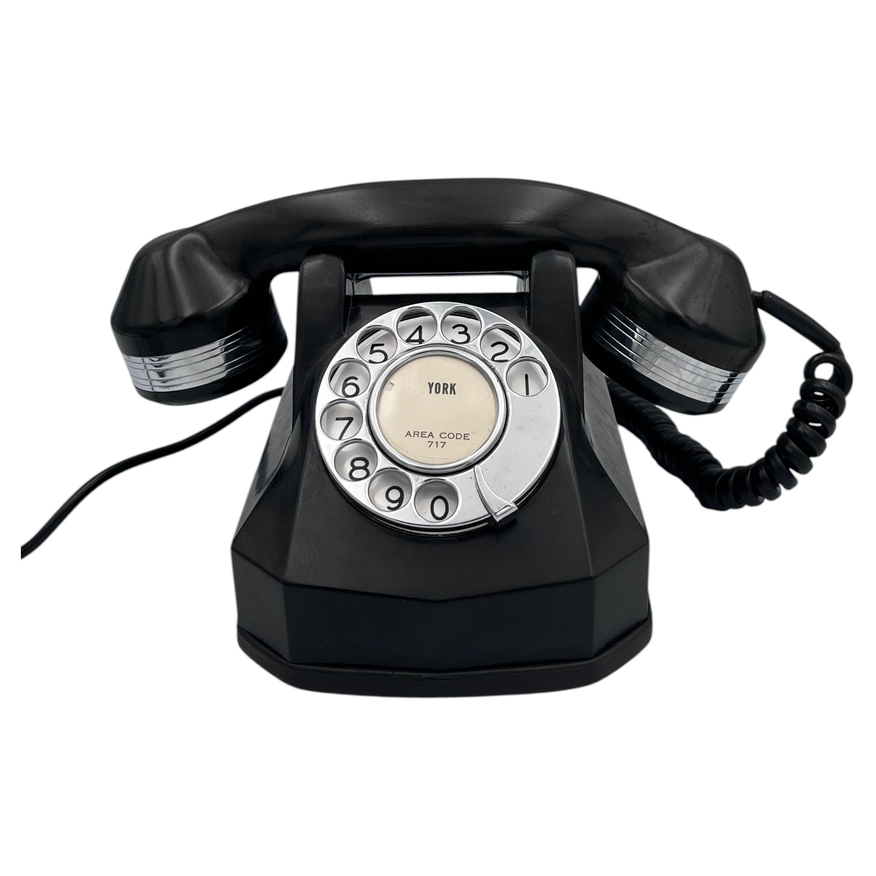 Original 1939 Automatic Electric Rotary Mono Phone AE40 Art Deco Chrome Trim